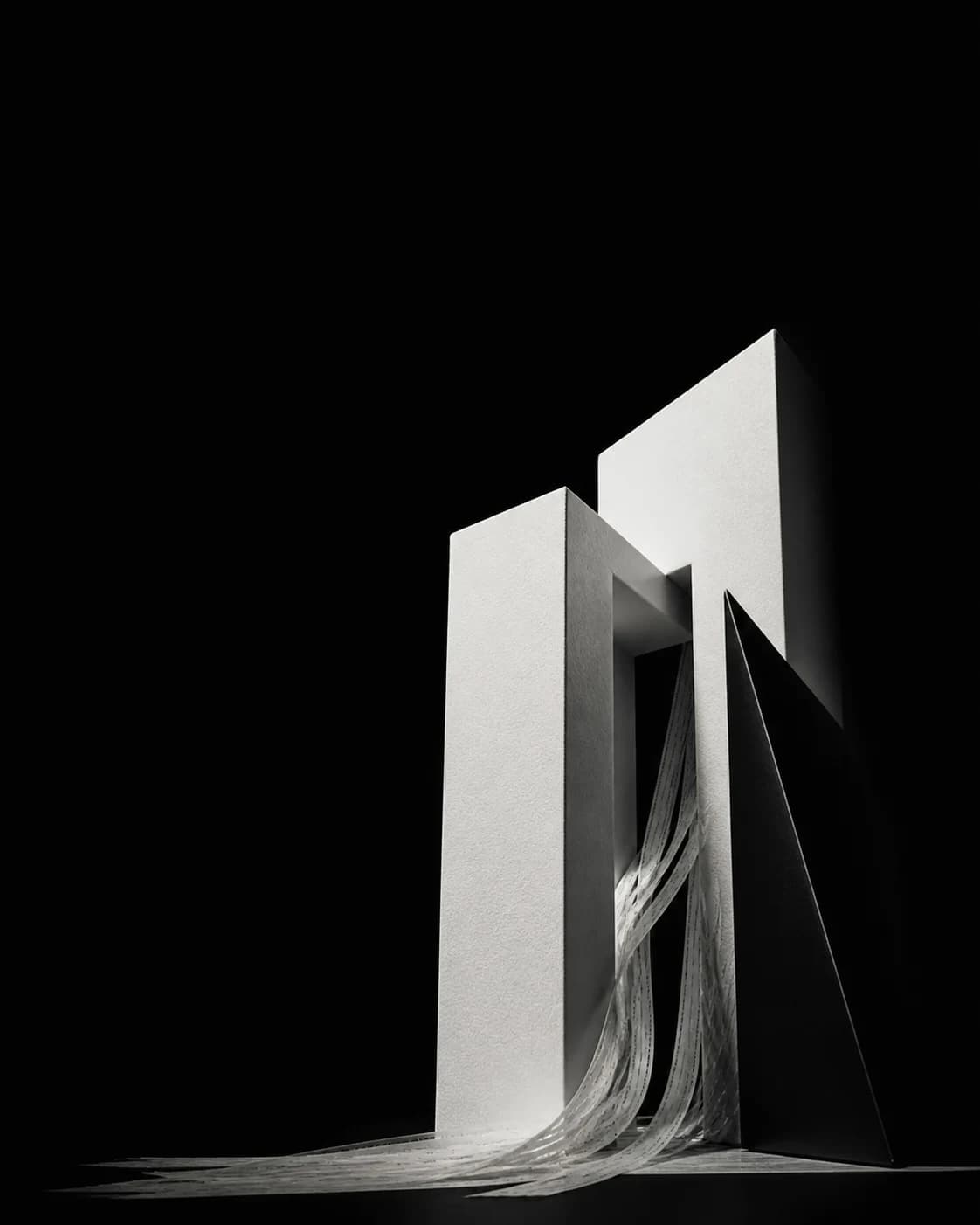 Abstract monochrome geometry representing AI search visibility